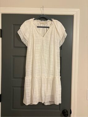 Marie Oliver White Textured Ruffle Mini Dress XS